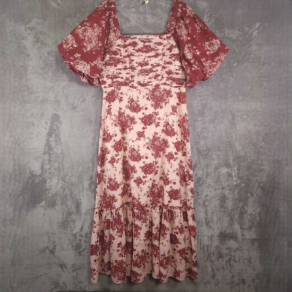 Anna Cate Aliana Maxi Dress Womens Size L Pink Floral Milkmaid Cottagecore NEW - Picture 2 of 13